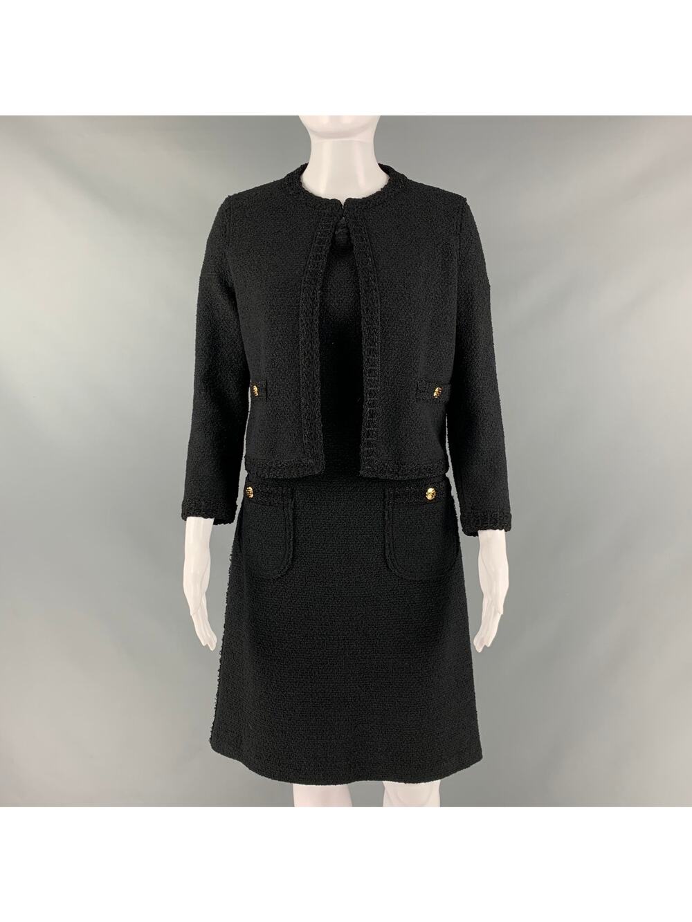 ST. JOHN Size 4 Black Cotton Blend Cropped Below Knee Outfits